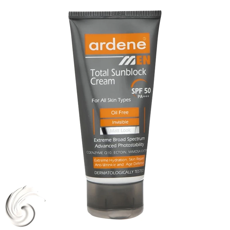 کرم ضدآفتاب بی‌رنگ آردن آقایان مدل Total Sun Block -  حجم 50 میلی‌لیتر