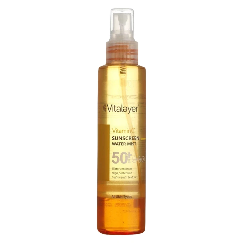 اسپری ضدآفتاب بدون رنگ ویتالیر SPF50 مدل Vitamine C، حجم 150 میلی‌لیتر