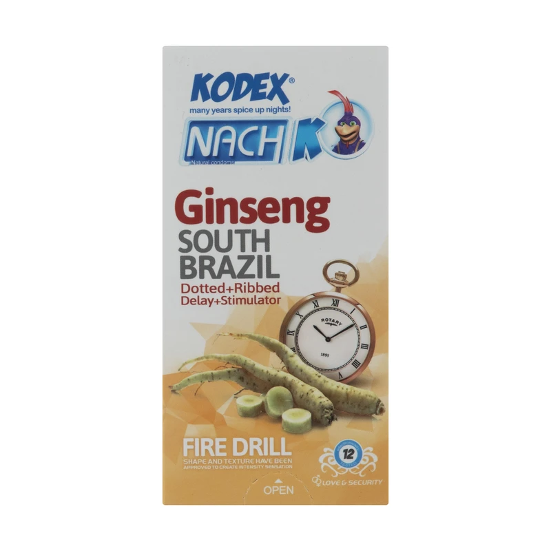 کاندوم تاخیری جینسینگ ناچ کدکس مدل Ginseng بسته 12 عددی