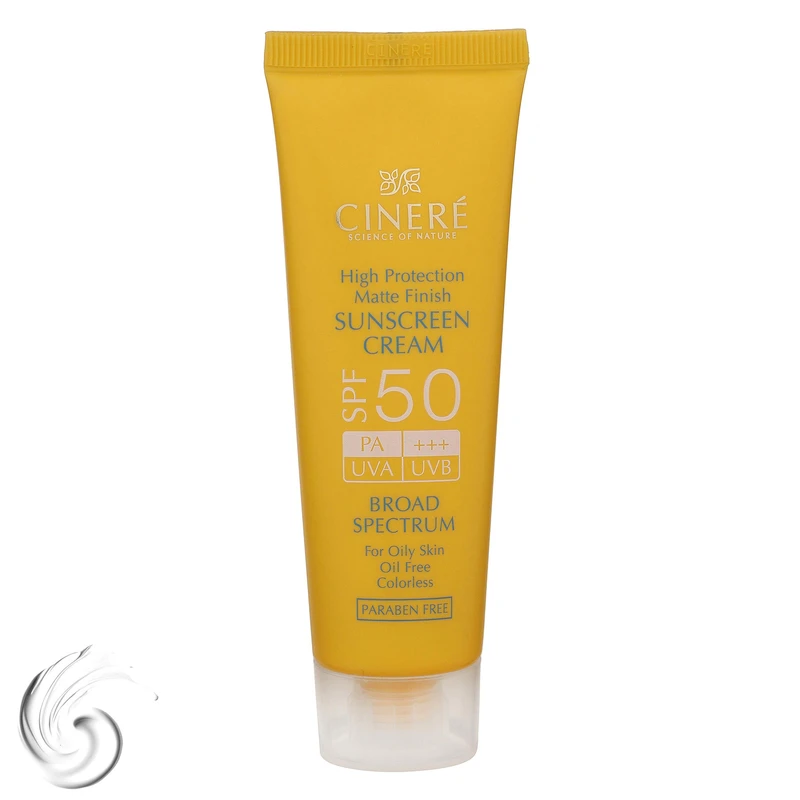 کرم ضدآفتاب بی‌رنگ سینره مدل SPF50 مناسب پوست چرب