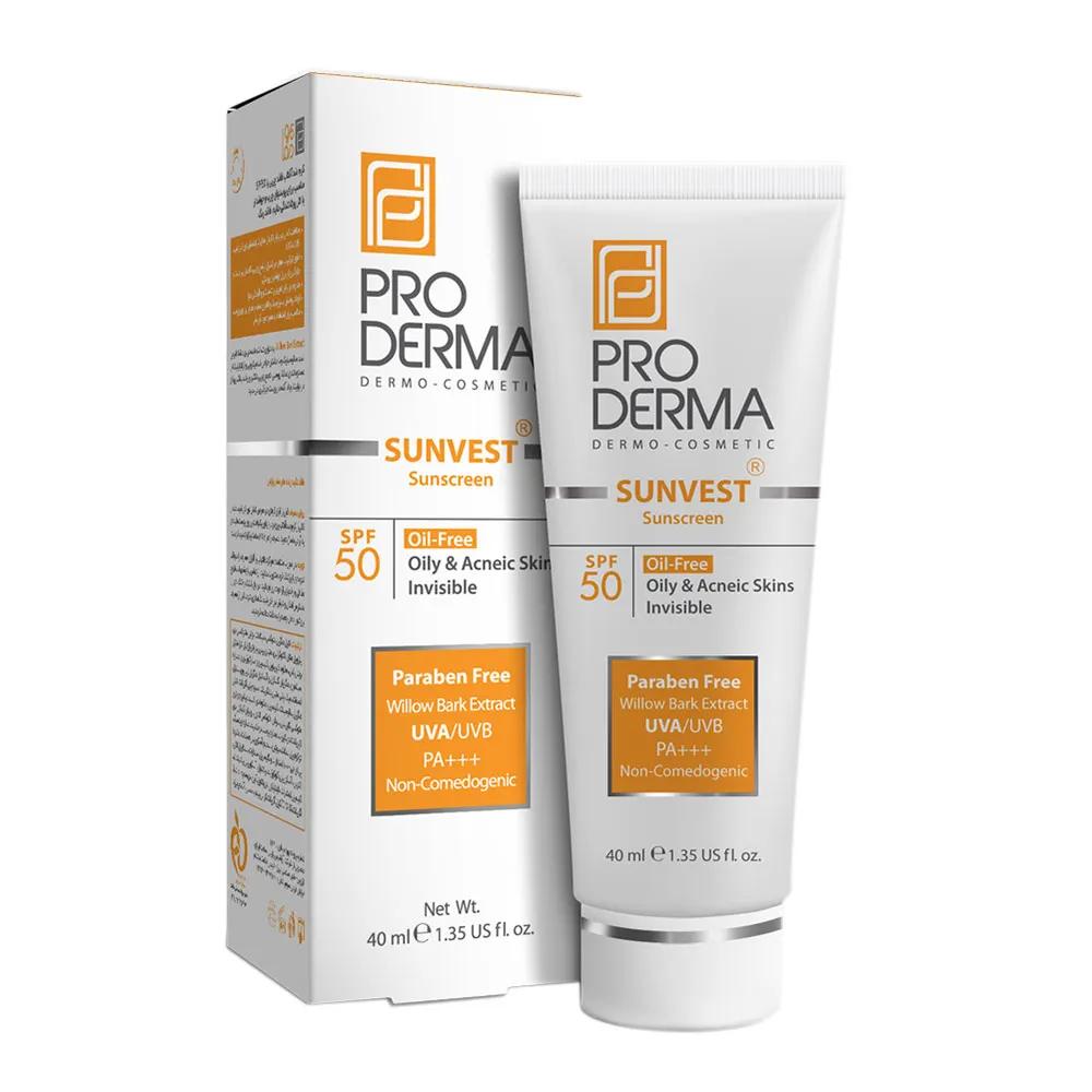 کرم ضدآفتاب فاقد چربی پرودرما مدل SPF50، حجم 40 میلی‌لیتر